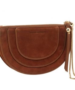 Diane Von Furstenberg Brown Nubuck Leather Wristlet Pouch For Women -Diane Von Furstenberg shop luxury women diane von furstenberg new accessories p527590 003