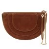 Diane Von Furstenberg Brown Nubuck Leather Wristlet Pouch For Women