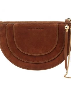 Diane Von Furstenberg Brown Nubuck Leather Wristlet Pouch For Women