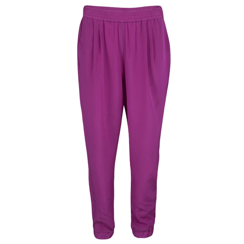 Diane Von Furstenberg Lotus Berry Pink Silk Janeta Jogger Pants M For Women 1 Diane Von Furstenberg Lotus Berry Pink Silk Janeta Jogger Pants M For Women