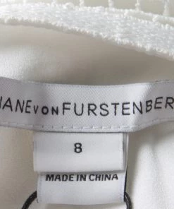 Diane Von Furstenberg White Guipure Lace Sleeveless Tiana Flounce Dress M For Women -Diane Von Furstenberg shop luxury women diane von furstenberg new clothes p130634 0006