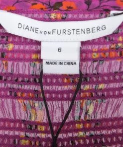 Diane Von Furstenberg Shalamar Pink Floral Printed Silk Sleeveless Bali Wrap Dress M For Women -Diane Von Furstenberg shop luxury women diane von furstenberg new clothes p130681 0005