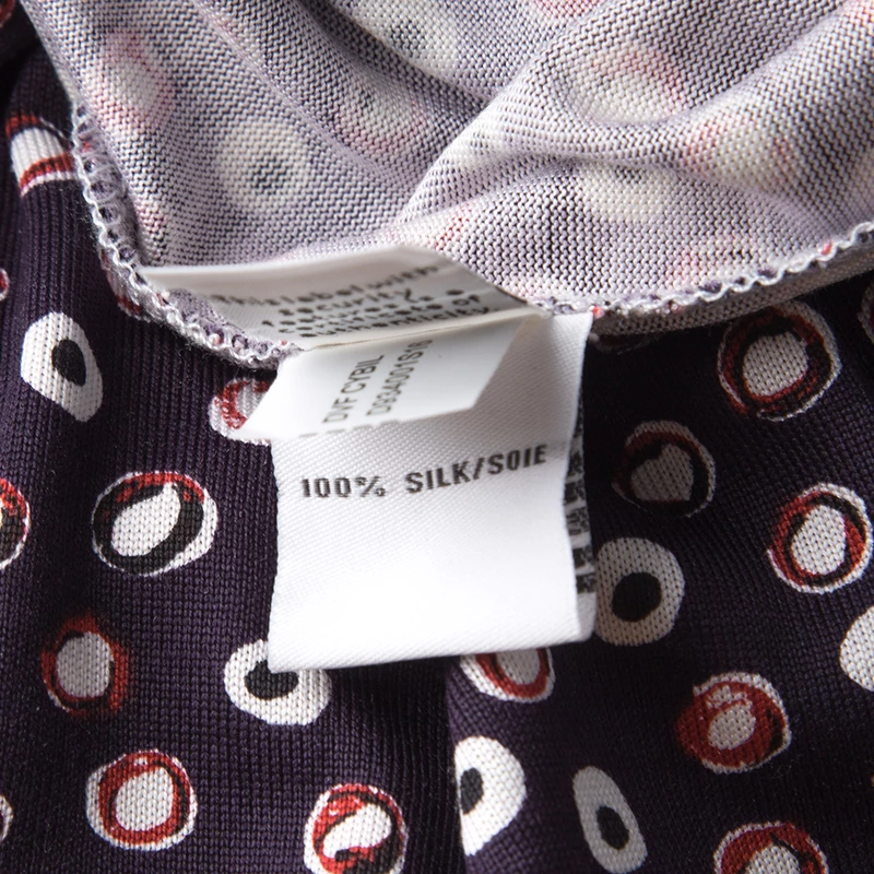 Diane Von Furstenberg Navy Blue Pirouette Dot Print Silk Jersey Cybil Wrap Dress XS For Women 6 Diane Von Furstenberg Navy Blue Pirouette Dot Print Silk Jersey Cybil Wrap Dress XS For Women - Image 6