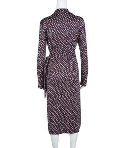 Diane Von Furstenberg Navy Blue Pirouette Dot Print Silk Jersey Cybil Wrap Dress M For Women -Diane Von Furstenberg shop luxury women diane von furstenberg new clothes p134685 0003