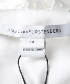 Diane Von Furstenberg White Guipure Lace Sleeveless Tiana Flounce Dress L For Women -Diane Von Furstenberg shop luxury women diane von furstenberg new clothes p135789 0006