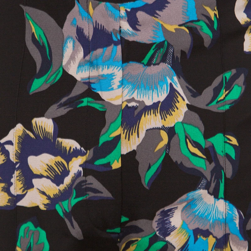 Diane Von Furstenberg Black Floral Printed Benton High Waist Skinny Pants S For Women 4 Diane Von Furstenberg Black Floral Printed Benton High Waist Skinny Pants S For Women - Image 4