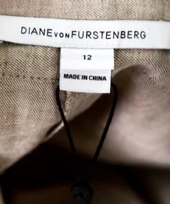 Diane Von Furstenberg Beige Linen Wide Leg Belted Davin Trousers L For Women -Diane Von Furstenberg shop luxury women diane von furstenberg new clothes p148992 0006