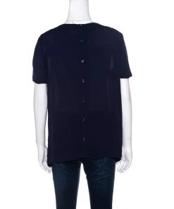 Diane Von Furstenberg Navy Blue Silk Short Sleeve Maggy Top M For Women -Diane Von Furstenberg shop luxury women diane von furstenberg new clothes p149010 0003