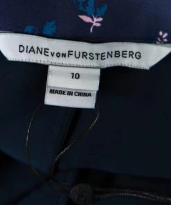 Diane Von Furstenberg Navy Blue Daisy Bud Printed Silk Bethune Wrap Skirt L For Women -Diane Von Furstenberg shop luxury women diane von furstenberg new clothes p150534 0006