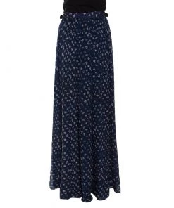 Diane Von Furstenberg Navy Blue Daisy Bud Printed Silk Bethune Wrap Skirt M For Women -Diane Von Furstenberg shop luxury women diane von furstenberg new clothes p150544 0003