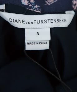 Diane Von Furstenberg Navy Blue Daisy Bud Printed Silk Bethune Wrap Skirt M For Women -Diane Von Furstenberg shop luxury women diane von furstenberg new clothes p150544 0006