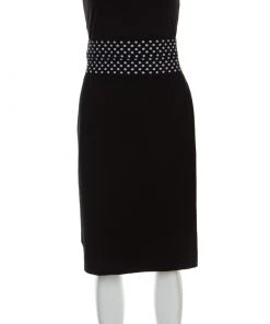 Diane Von Furstenberg Black Dotted Wasitband Detail Elsa Skirt S For Women