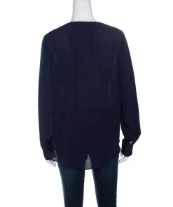 Diane Von Furstenberg Navy Blue Silk Long Sleeve High Low Arden Top M For Women 9 Diane Von Furstenberg Navy Blue Silk Long Sleeve High Low Arden Top M For Women -Diane Von Furstenberg shop luxury women diane von furstenberg new clothes p150580 0003