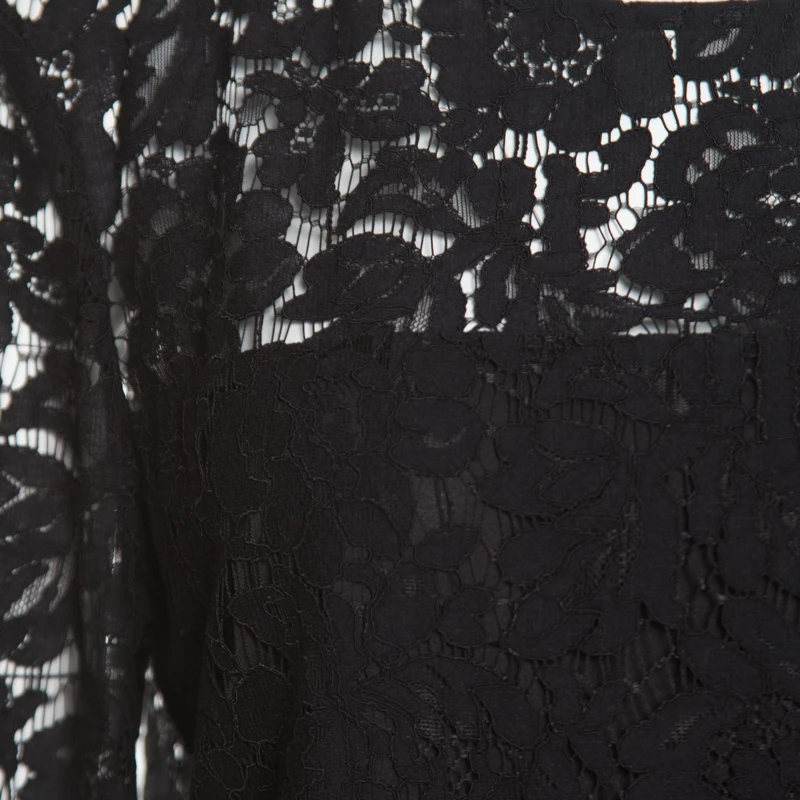 Diane Von Furstenberg Black Scalloped Lace Yeva Crop Top L For Women 4 Diane Von Furstenberg Black Scalloped Lace Yeva Crop Top L For Women - Image 4