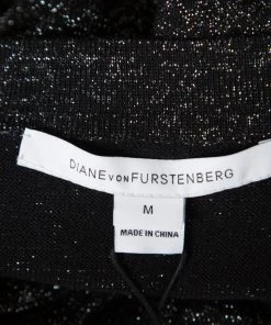 Diane Von Furstenberg Metallic Black Adelyn Cardigan M For Women -Diane Von Furstenberg shop luxury women diane von furstenberg new clothes p163656 007