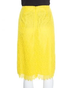 Diane Von Furstenberg Yellow Lace Pencil Skirt M For Women -Diane Von Furstenberg shop luxury women diane von furstenberg new clothes p163695 003