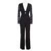 Diane Von Furstenberg Black Lace Plunge Neck Detail Kyara Tux Jumpsuit M For Women