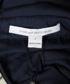 Diane Von Furstenberg Deep Night Blue Lace Plunge Neck Long Sleeve Viera Dress S For Women -Diane Von Furstenberg shop luxury women diane von furstenberg new clothes p164635 005