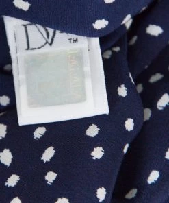 Diane Von Furstenberg Navy Blue And White Dotted Silk Belted Eva Jumpsuit XL For Women -Diane Von Furstenberg shop luxury women diane von furstenberg new clothes p168321 007
