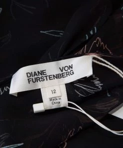 Diane Von Furstenberg Black Fenelon Print Silk Wrap Top L For Women -Diane Von Furstenberg shop luxury women diane von furstenberg new clothes p179531 002