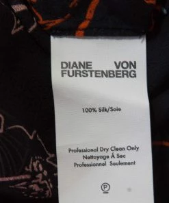 Diane Von Furstenberg Black Fenelon Print Silk Wrap Top L For Women -Diane Von Furstenberg shop luxury women diane von furstenberg new clothes p179531 003