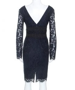 Diane Von Furstenberg Navy Blue Lace Viera Cocktail Dress M For Women -Diane Von Furstenberg shop luxury women diane von furstenberg new clothes p249411 002