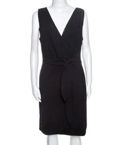 Diane Von Furstenberg Black Embellished Crepe Bella Dress L For Women