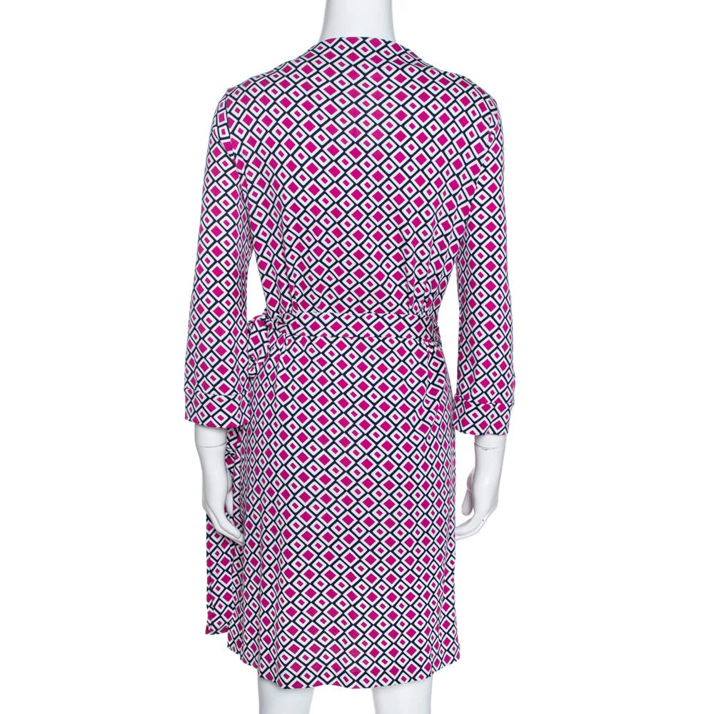 Diane Von Furstenberg Pink Geometric Print New Julian Two Mini Wrap Dress XL For Women 3 Diane Von Furstenberg Pink Geometric Print New Julian Two Mini Wrap Dress XL For Women - Image 3
