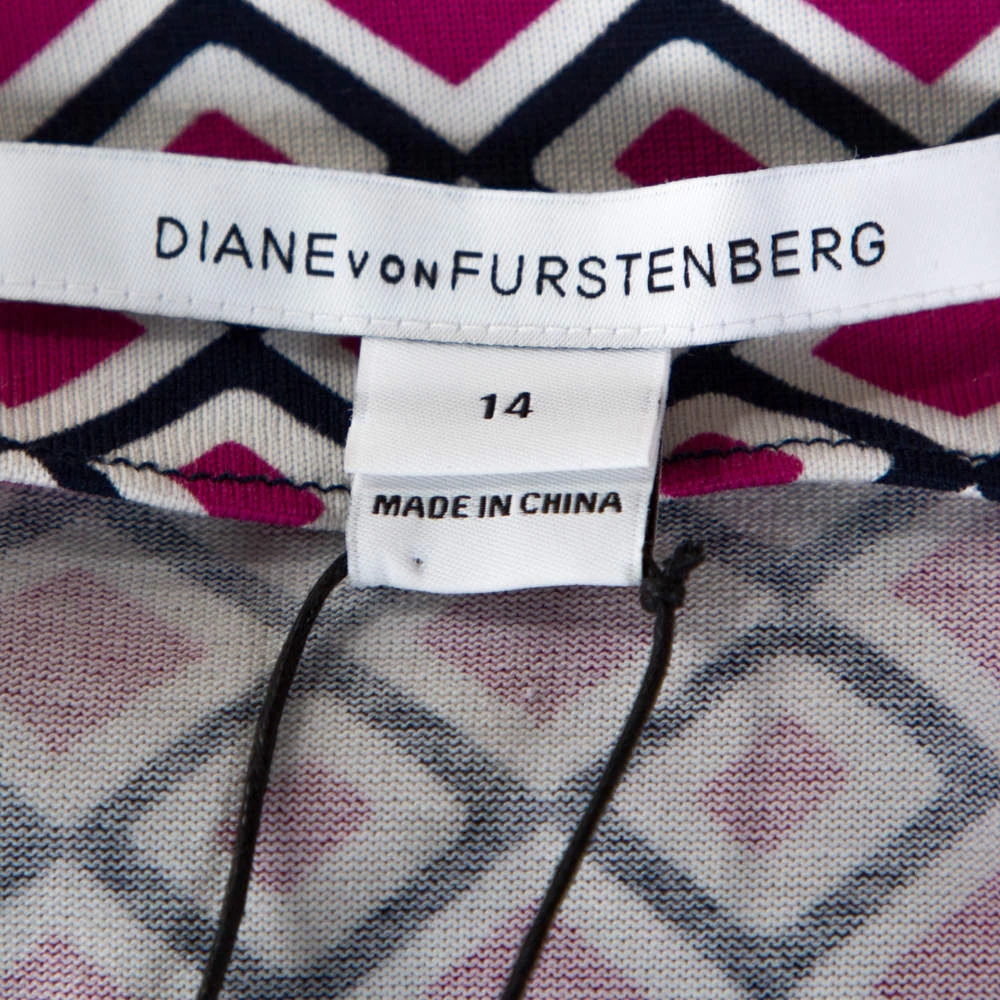 Diane Von Furstenberg Pink Geometric Print New Julian Two Mini Wrap Dress XL For Women 5 Diane Von Furstenberg Pink Geometric Print New Julian Two Mini Wrap Dress XL For Women - Image 5