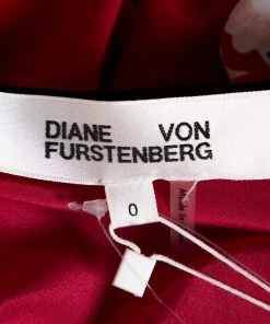 Diane Von Furstenberg Red Silk Paneled Bias Floor Length Dress XS For Women -Diane Von Furstenberg shop luxury women diane von furstenberg new clothes p297795 001