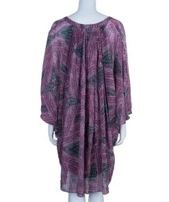 Diane Von Furstenberg Pink Fleurette Chiffon Dress L For Women -Diane Von Furstenberg shop luxury women diane von furstenberg new clothes p361 003