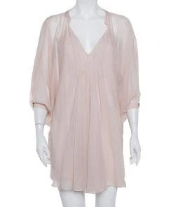 Diane Von Furstenberg Pale Pink Silk Fleurette Dress S For Women