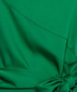 Diane Von Furstenberg Green Silk Satin Draped Faux Wrap Leron Dress L For Women -Diane Von Furstenberg shop luxury women diane von furstenberg new clothes p454148 001