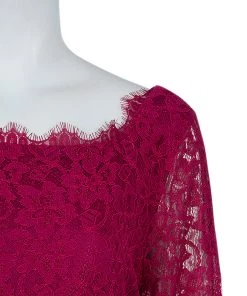 Diane Von Furstenberg Burgundy Zarita Lace Dress L For Women -Diane Von Furstenberg shop luxury women diane von furstenberg new clothes p52889 004