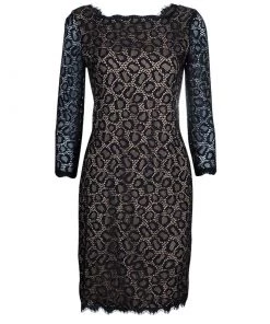 Diane Von Furstenberg Black Lace Zarita Embellished Dress S For Women