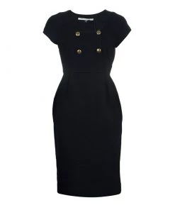 Diane Von Furstenberg Black Button Front Short Sleeve Knit Charo Dress M For Women