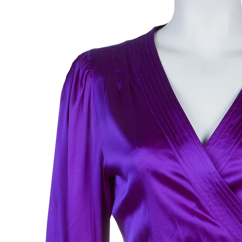 Diane Von Furstenberg Purple Silk Wraparound Long Sleeve Ariana Blouse L For Women 5 Diane Von Furstenberg Purple Silk Wraparound Long Sleeve Ariana Blouse L For Women - Image 5