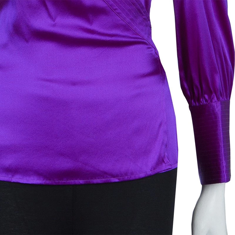 Diane Von Furstenberg Purple Silk Wraparound Long Sleeve Ariana Blouse L For Women 6 Diane Von Furstenberg Purple Silk Wraparound Long Sleeve Ariana Blouse L For Women - Image 6