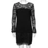 Diane Von Furstenberg Black Crepe & Lace Drop Waist Lavana Dress M For Women