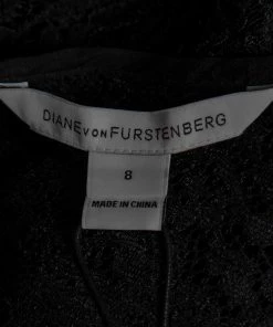 Diane Von Furstenberg Black Crepe & Lace Drop Waist Lavana Dress M For Women -Diane Von Furstenberg shop luxury women diane von furstenberg new clothes p590385 005