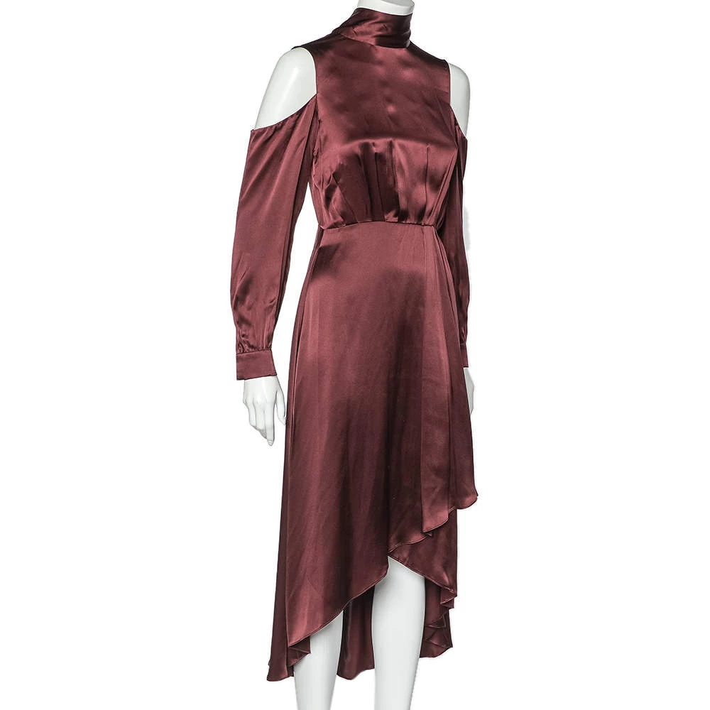 Diane Von Furstenberg Burgundy Silk Satin Cabernet Midi Dress S For Women 2 Diane Von Furstenberg Burgundy Silk Satin Cabernet Midi Dress S For Women - Image 2