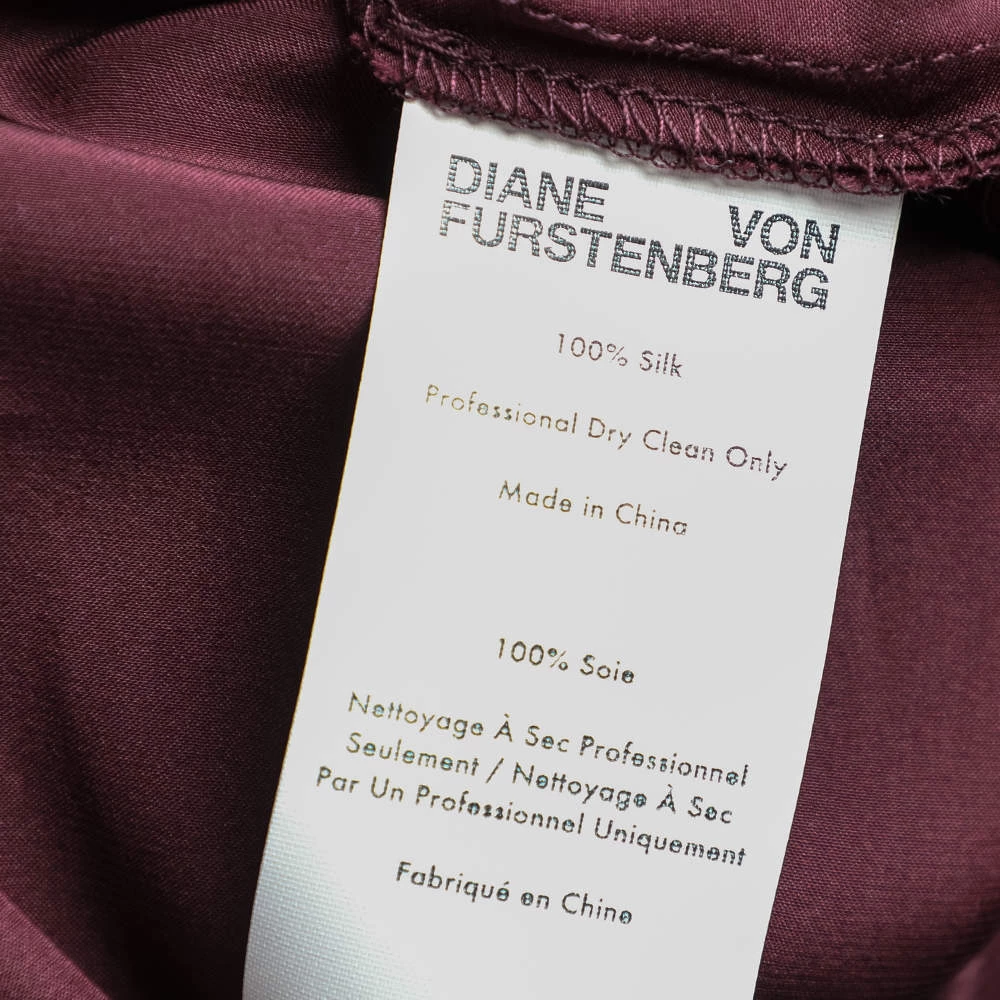 Diane Von Furstenberg Burgundy Silk Satin Cabernet Midi Dress S For Women 6 Diane Von Furstenberg Burgundy Silk Satin Cabernet Midi Dress S For Women - Image 6