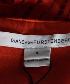 Diane Von Furstenberg Orange Lace Flounce Tiana Sleeveless Dress M For Women -Diane Von Furstenberg shop luxury women diane von furstenberg new clothes p603031 004