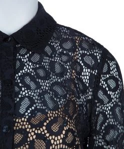 Diane Von Furstenberg Black Lace Colette Embellished Top S For Women -Diane Von Furstenberg shop luxury women diane von furstenberg new clothes p74156 004