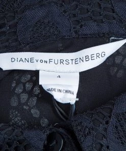 Diane Von Furstenberg Black Lace Colette Embellished Top S For Women -Diane Von Furstenberg shop luxury women diane von furstenberg new clothes p74156 009