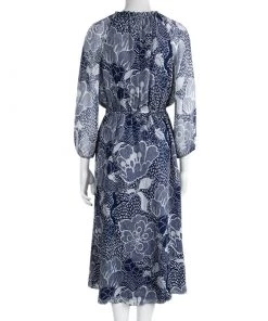 Diane Von Furstenberg Navy Blue Printed Parry Chiffon Long Sleeve Dress M For Women 8 Diane Von Furstenberg Navy Blue Printed Parry Chiffon Long Sleeve Dress M For Women -Diane Von Furstenberg shop luxury women diane von furstenberg new clothes p82692 003