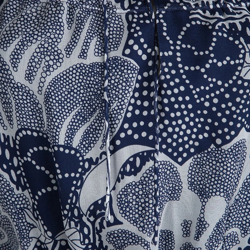 Diane Von Furstenberg Navy Blue Printed Parry Chiffon Long Sleeve Dress M For Women 4 Diane Von Furstenberg Navy Blue Printed Parry Chiffon Long Sleeve Dress M For Women - Image 4