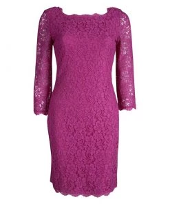 Diane Von Furstenberg Pink Zarita Lace Dress M For Women
