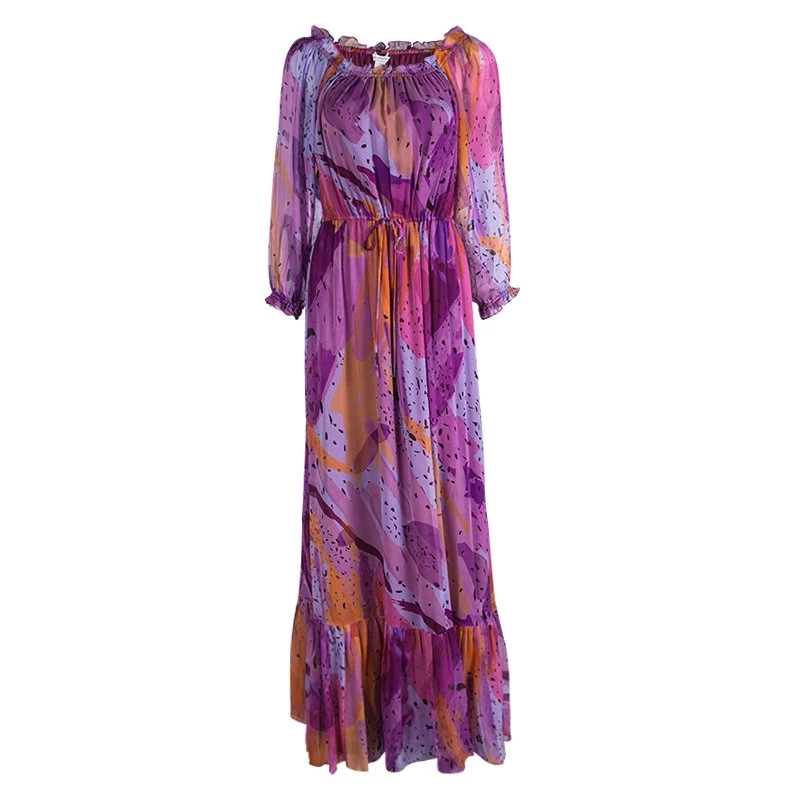 Diane Von Furstenberg Purple Printed Silk Camila Maxi Dress M For Women 1 Diane Von Furstenberg Purple Printed Silk Camila Maxi Dress M For Women