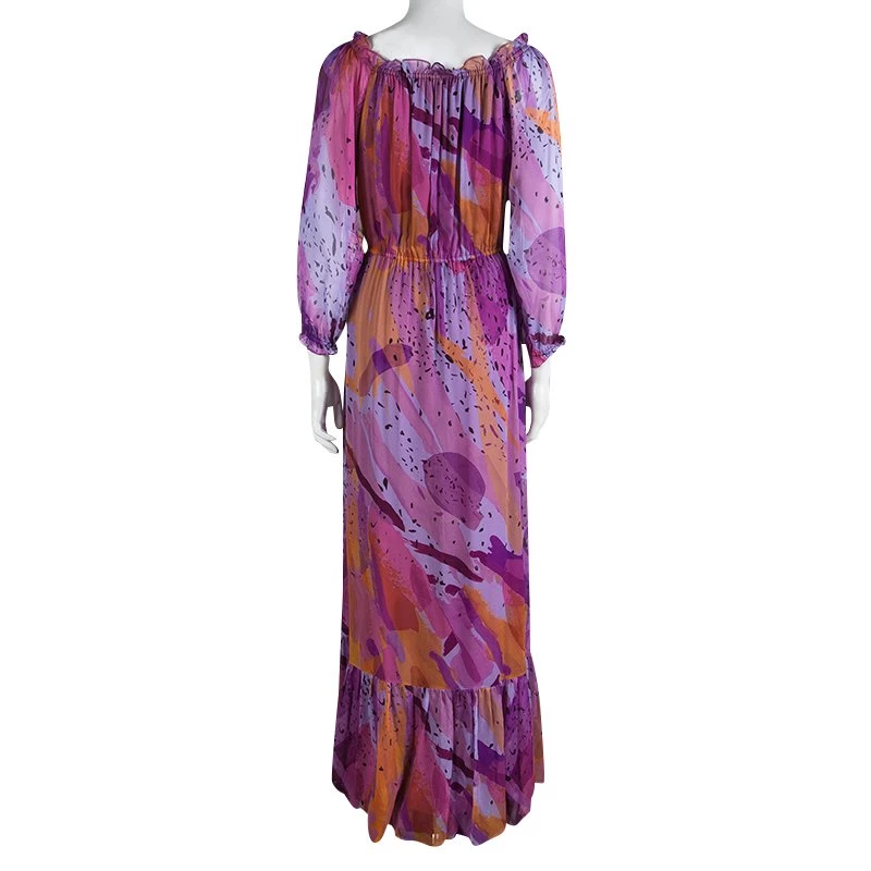 Diane Von Furstenberg Purple Printed Silk Camila Maxi Dress M For Women 3 Diane Von Furstenberg Purple Printed Silk Camila Maxi Dress M For Women - Image 3
